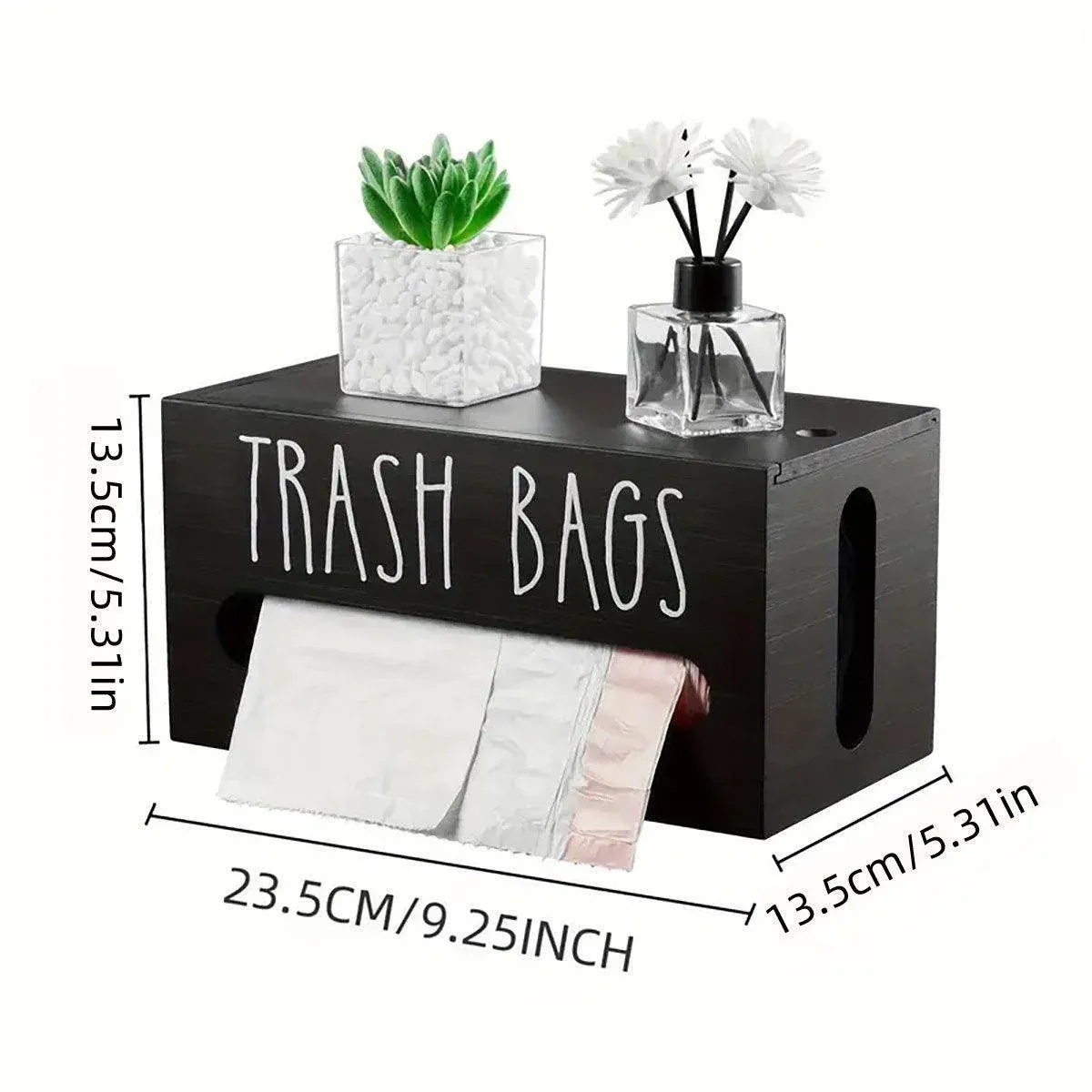 Wooden Plastic Bag Storage Box Hanging Rubbish Bag Organizer Extractable Tissue view 3
