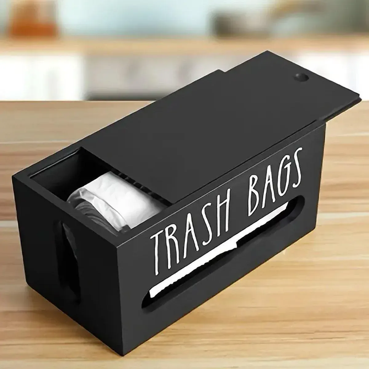 Wooden Plastic Bag Storage Box Hanging Rubbish Bag Organizer Extractable Tissue view 4