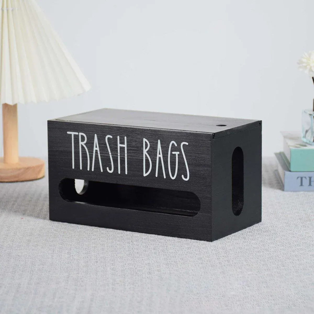 Wooden Plastic Bag Storage Box Hanging Rubbish Bag Organizer Extractable Tissue view 11