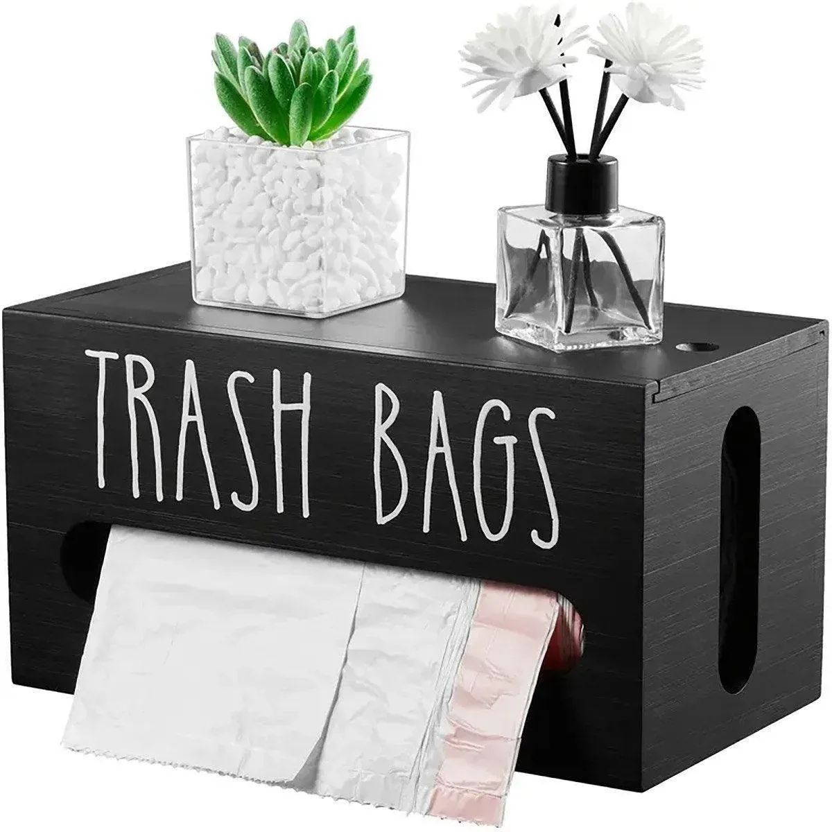 Wooden Plastic Bag Storage Box Hanging Rubbish Bag Organizer Extractable Tissue view 12