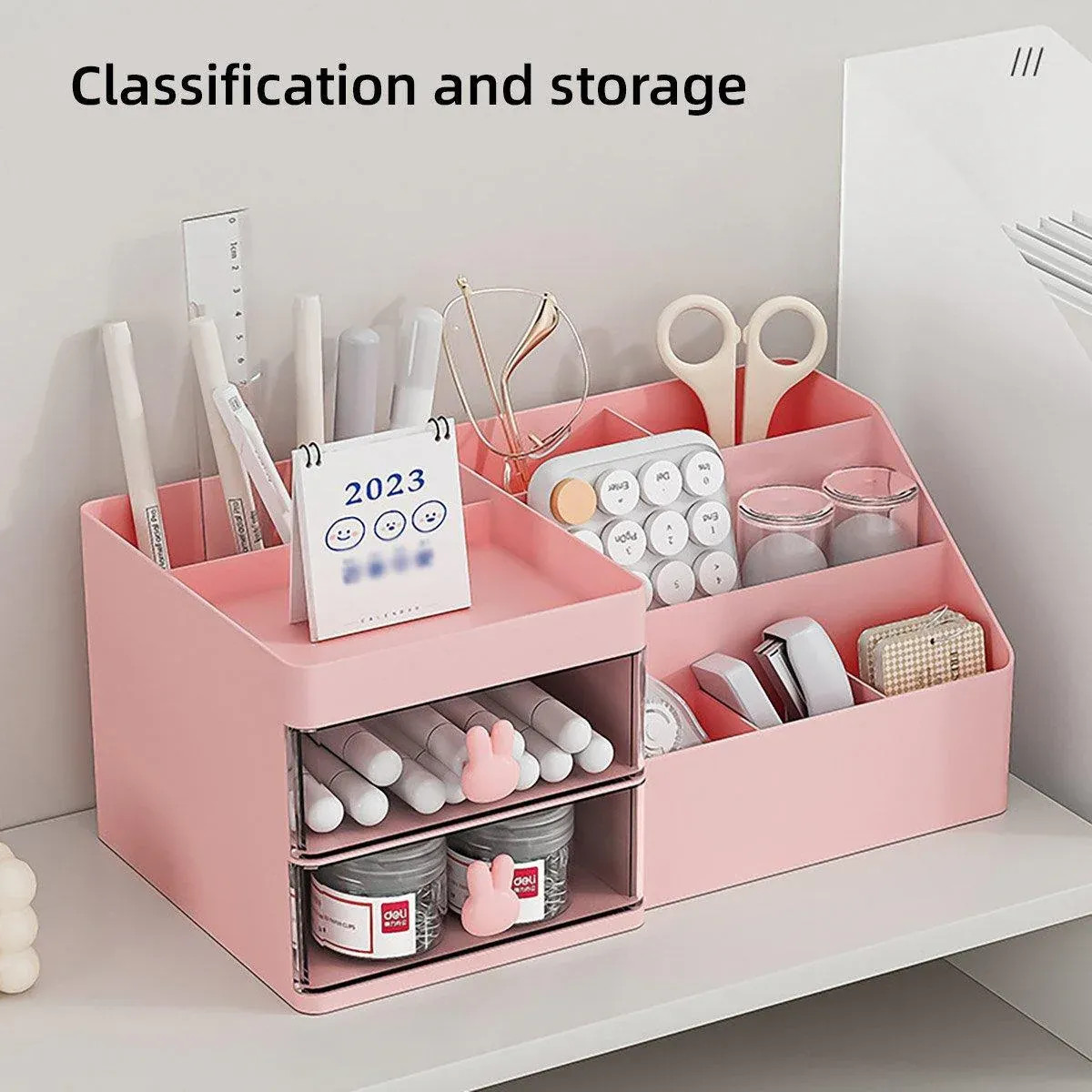 Cartoon Drawer Type Cosmetic Jewelry Storage Box Desktop Student Stationery view 8