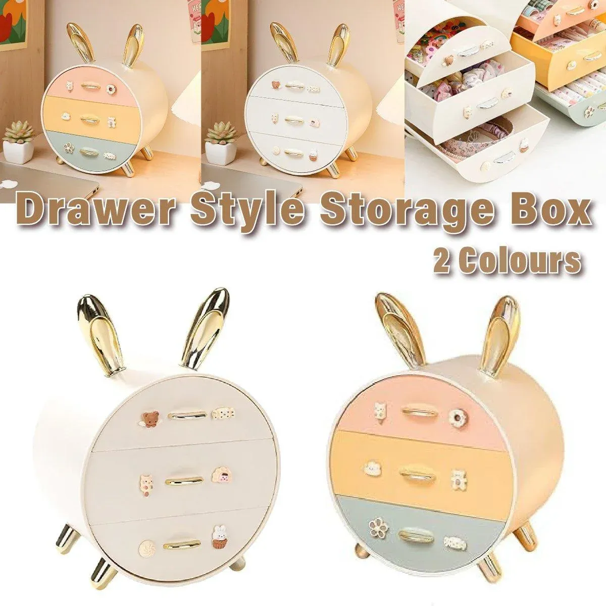 Large Multi-functional Makeup Storage Organizer Rabbit Decor Drawer Cosmetic view 2