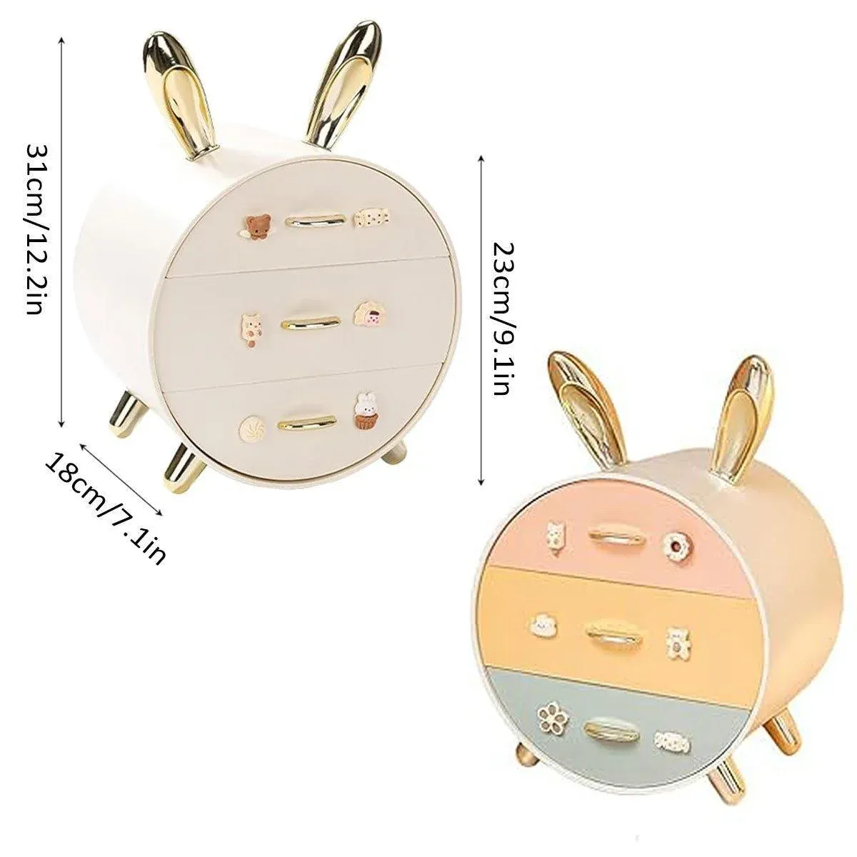 Large Multi-functional Makeup Storage Organizer Rabbit Decor Drawer Cosmetic view 4