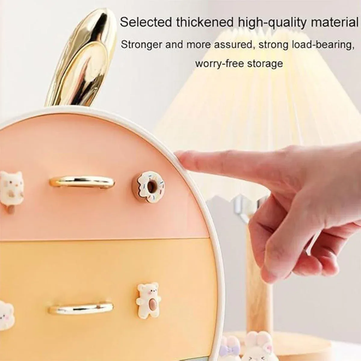 Large Multi-functional Makeup Storage Organizer Rabbit Decor Drawer Cosmetic view 5