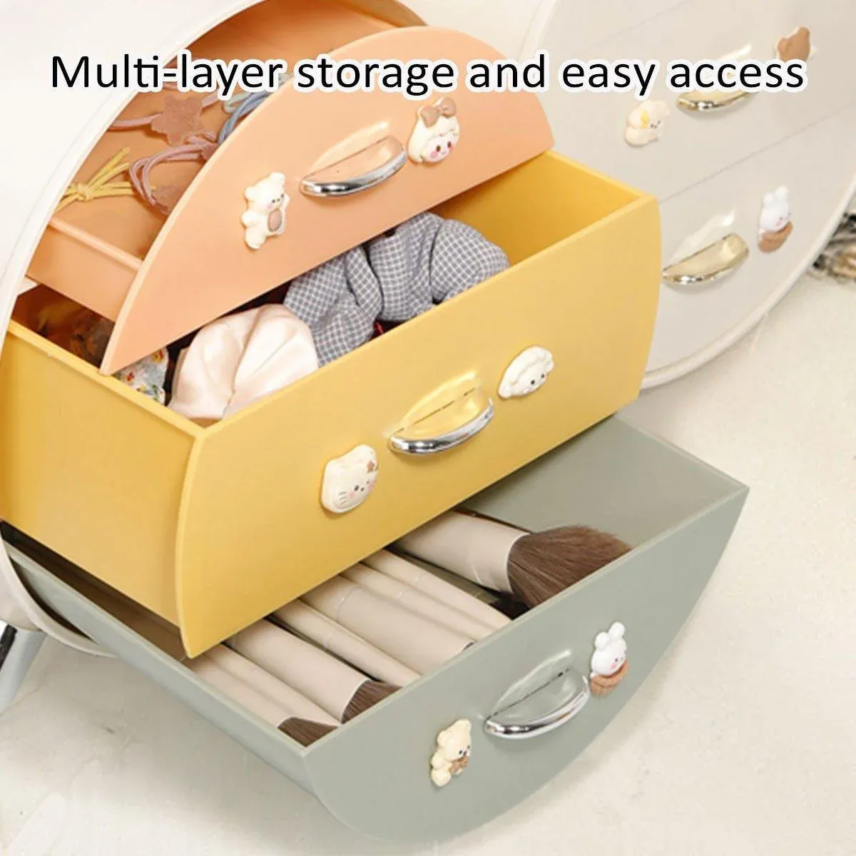Large Multi-functional Makeup Storage Organizer Rabbit Decor Drawer Cosmetic view 7