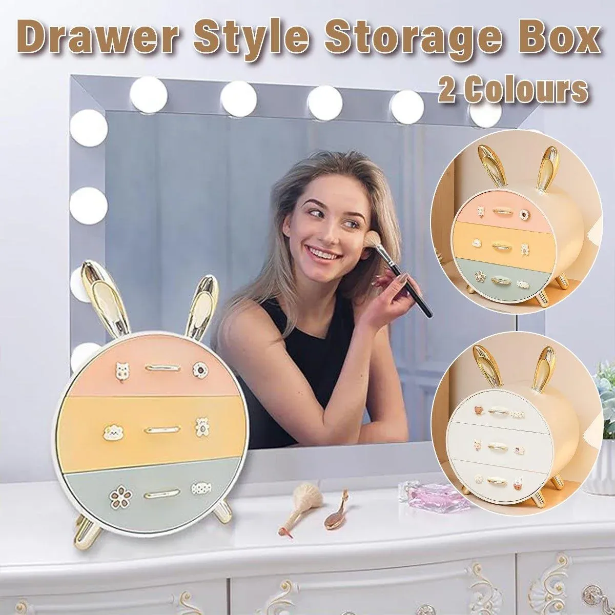 Large Multi-functional Makeup Storage Organizer Rabbit Decor Drawer Cosmetic view 13