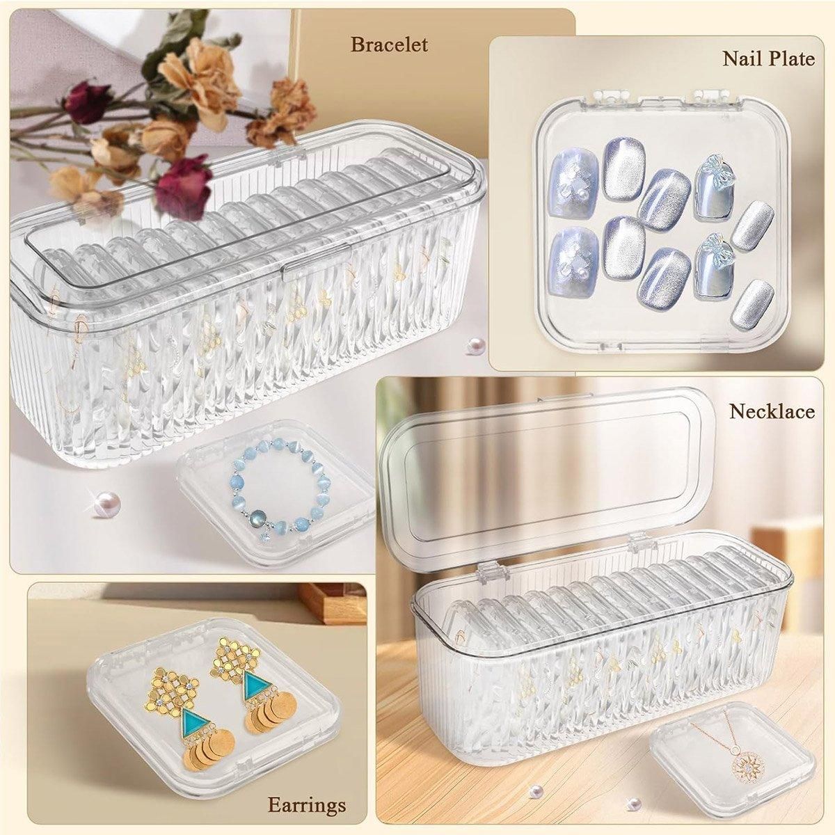 15pcs Transparent Storage Box Jewelry Organizer Bracelet Necklace Anti-Oxidation view 7