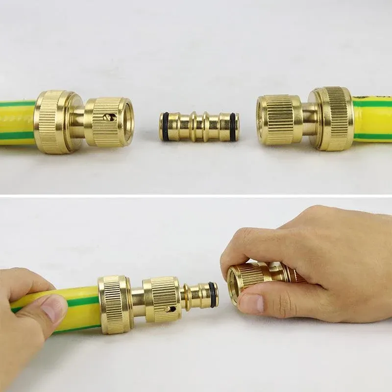 Brass Garden Hose Connector Fitting Double End Quick Joiner for 12mm Pipe Repair view 4