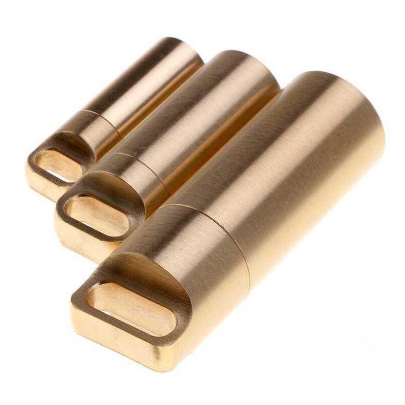 Waterproof Pill Box Case Bottle Brass Container Keyring Medicine Capsule view 10