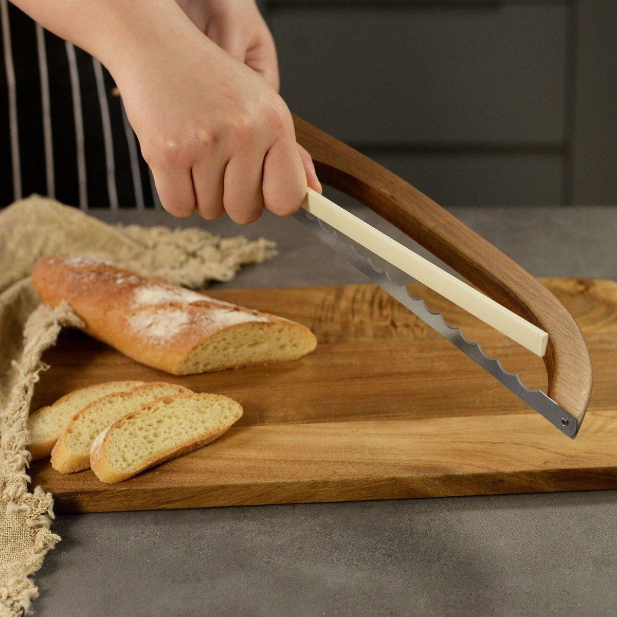 Wooden Bread Cutter Saw for Perfect Slice Cutting Tool Bread Slicer Kitchen view 5