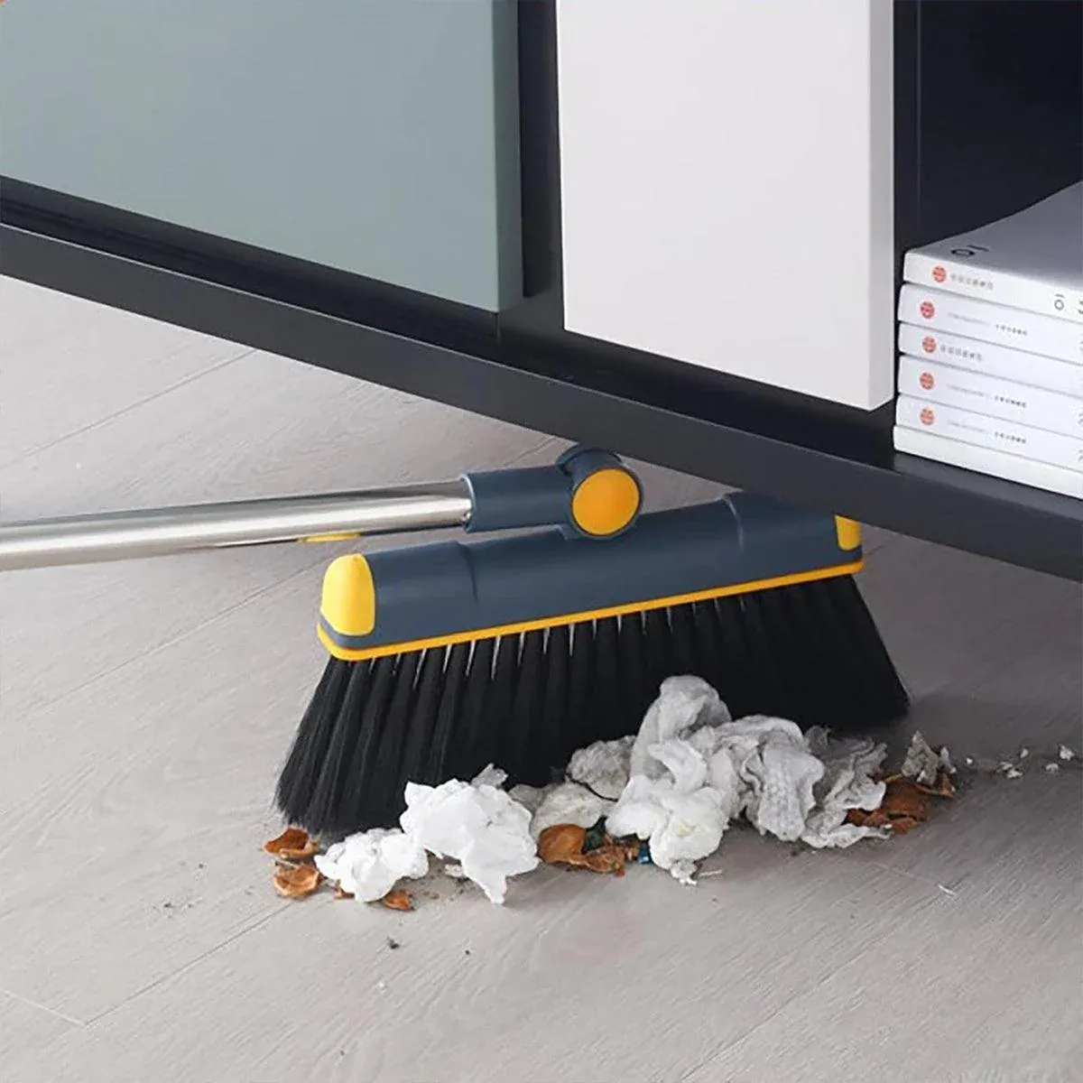 Folding Broom Dustpan Set Rotating Household Sweeping Hair Removal Cleaning view 5