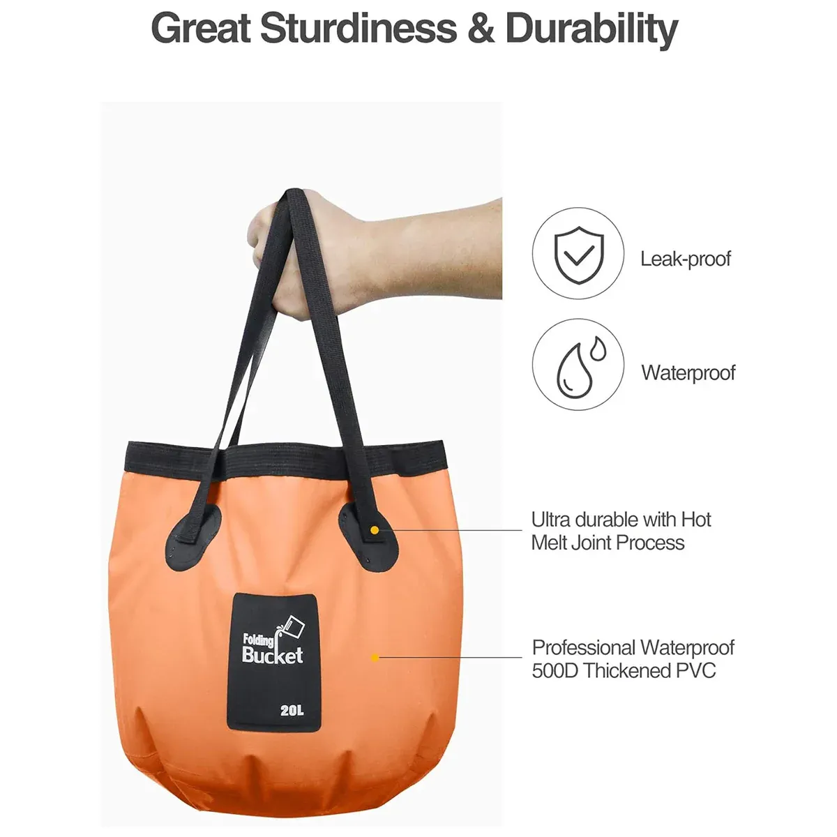 20L Portable Folding Bucket Water Container Camping Hiking Fishing Water view 6