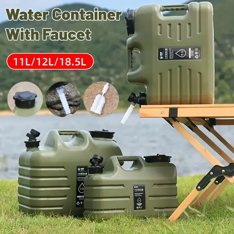 Outdoor Camping Water Storage Bucket with Faucet Portable Square Drinking Tank view 2