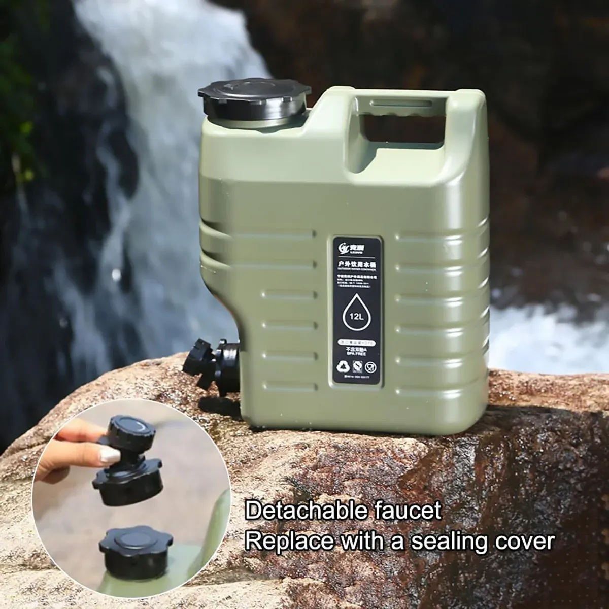 Outdoor Camping Water Storage Bucket with Faucet Portable Square Drinking Tank view 14