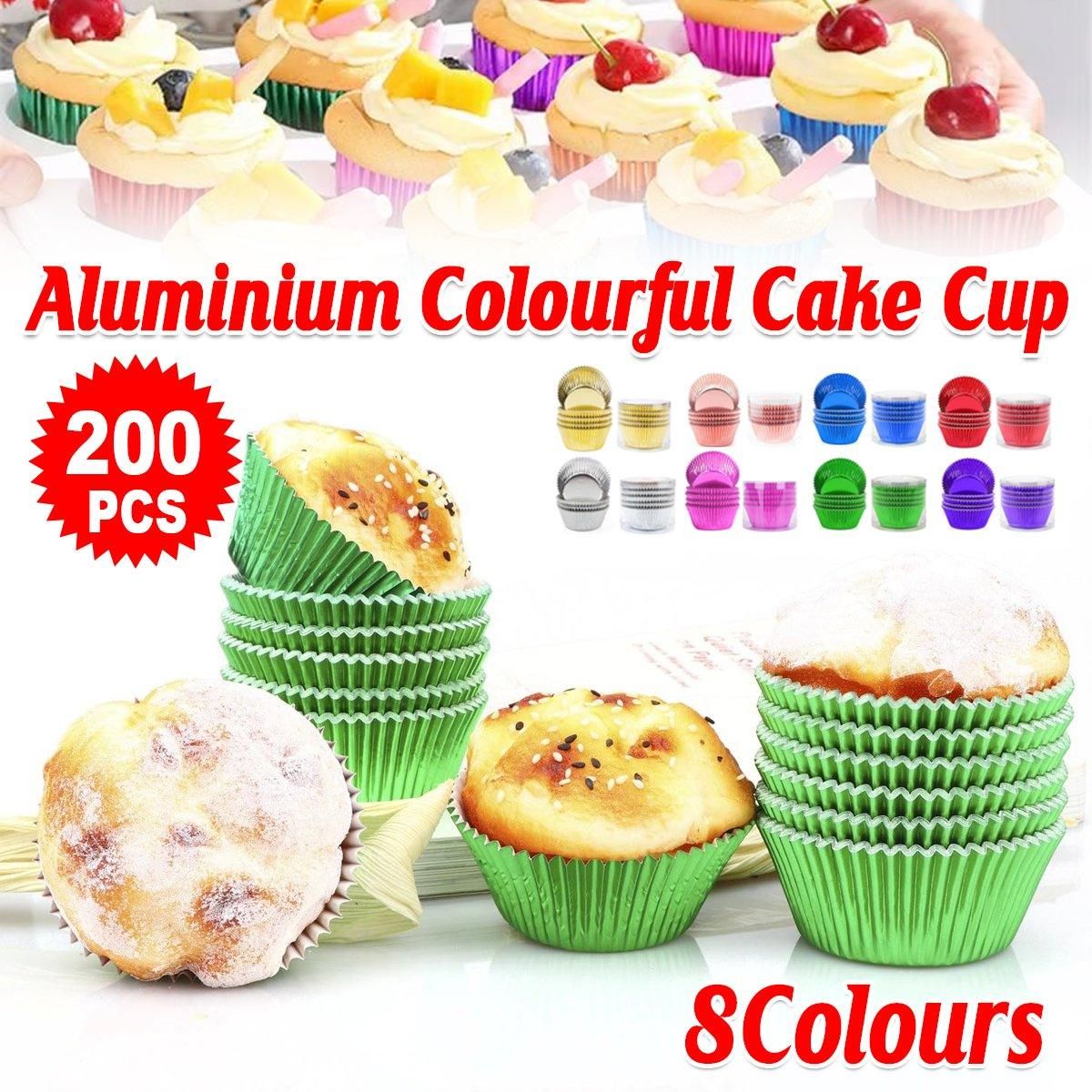200 Pcs Colored Baking Paper Cupcake Trays Muffin Liners for Party Baking - Pink view 2