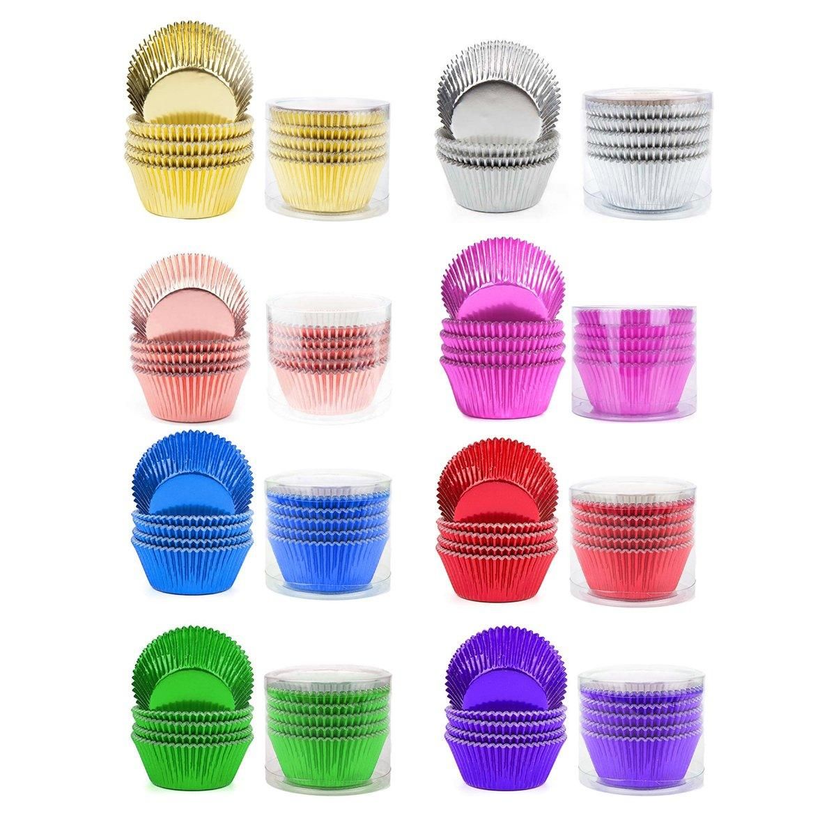 200 Pcs Colored Baking Paper Cupcake Trays Muffin Liners for Party Baking - Pink view 3