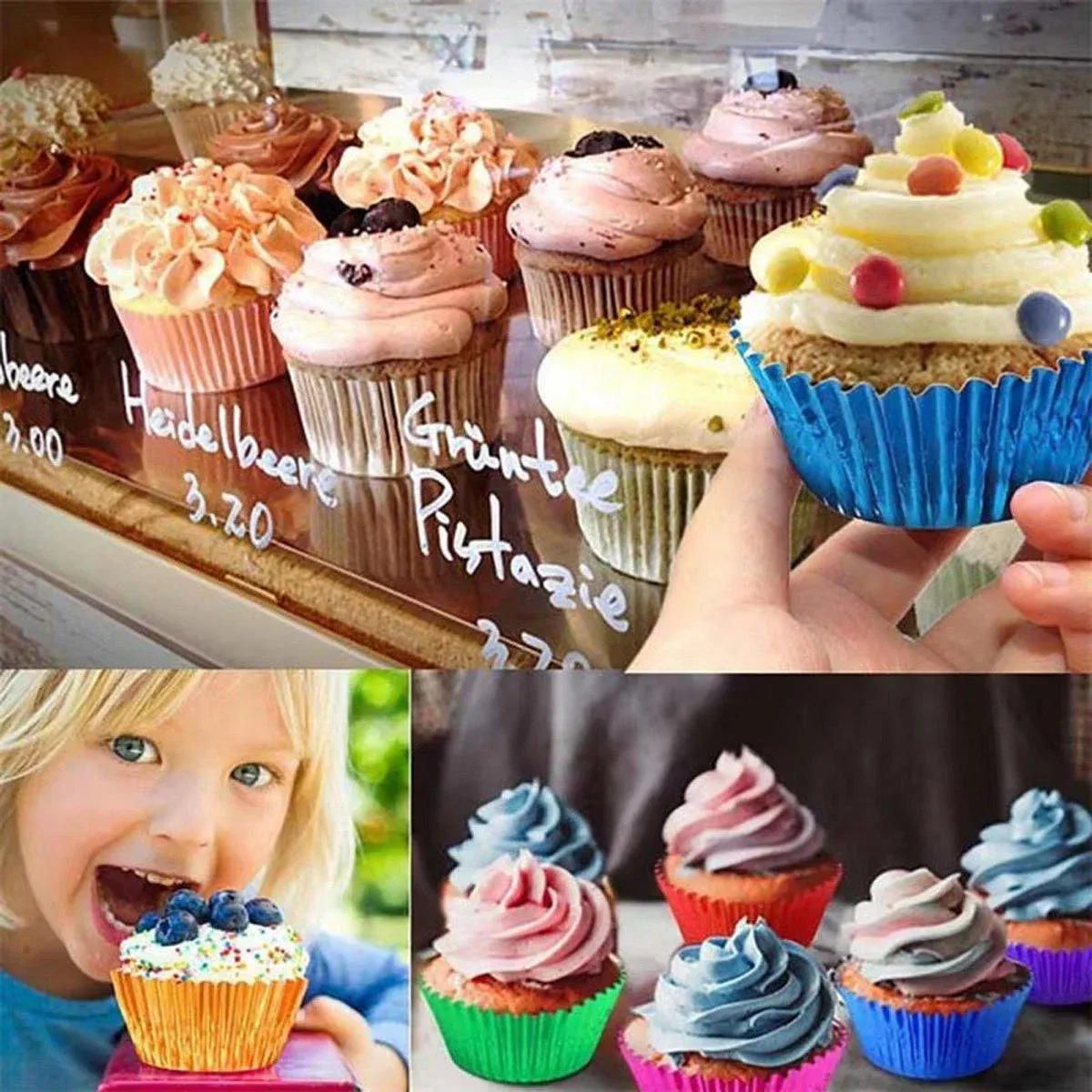 200 Pcs Colored Baking Paper Cupcake Trays Muffin Liners for Party Baking - Pink view 5