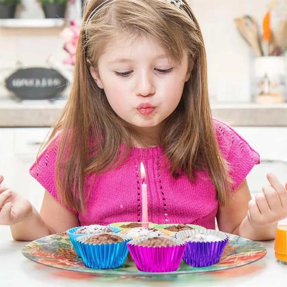 200 Pcs Colored Baking Paper Cupcake Trays Muffin Liners for Party Baking - Pink view 12