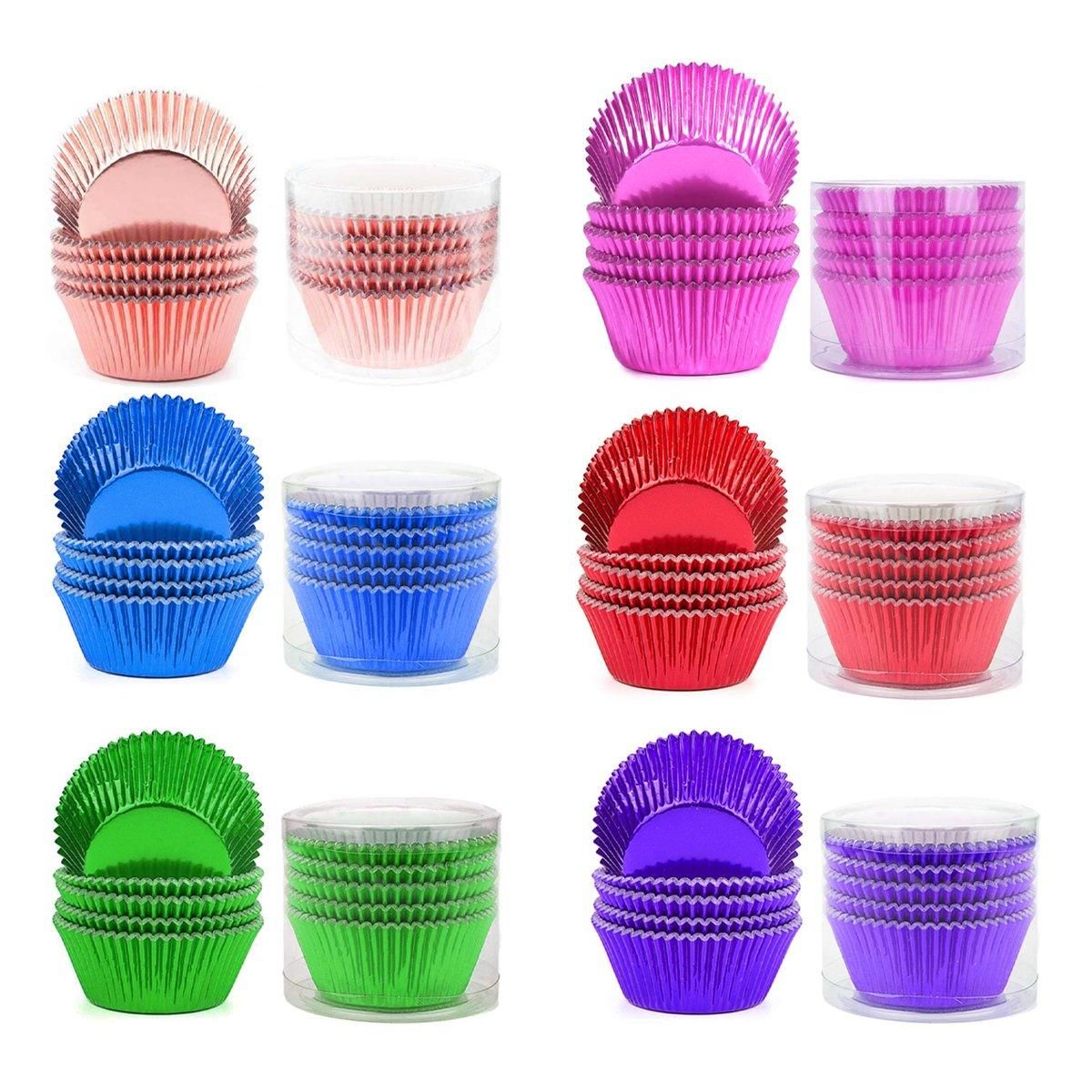 200 Pcs Colored Baking Paper Cupcake Trays Muffin Liners for Party Baking - Pink view 15
