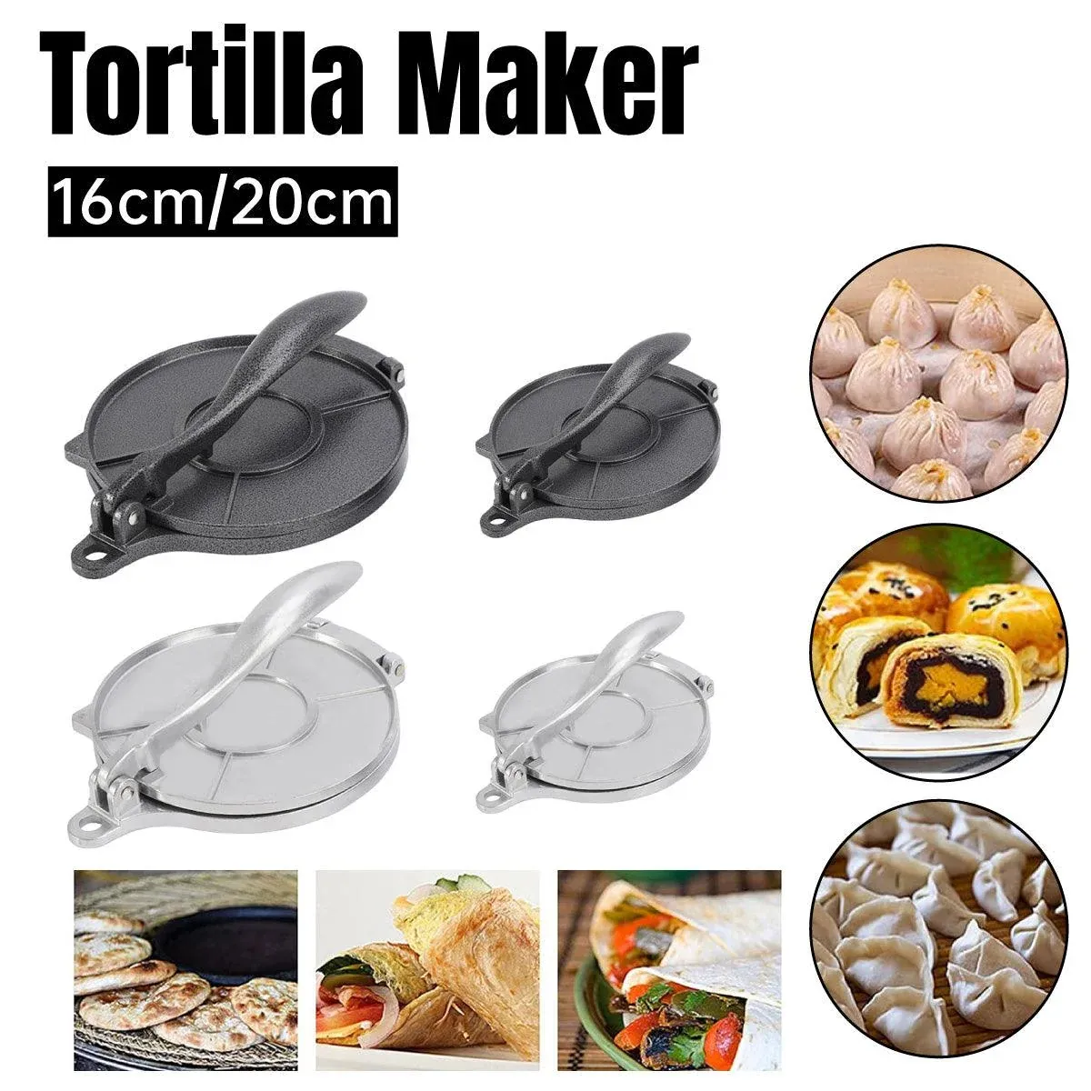 16/20cm Premium Tortilla Press Flat Bread Maker Taco Roti Chapati Health Food view 12