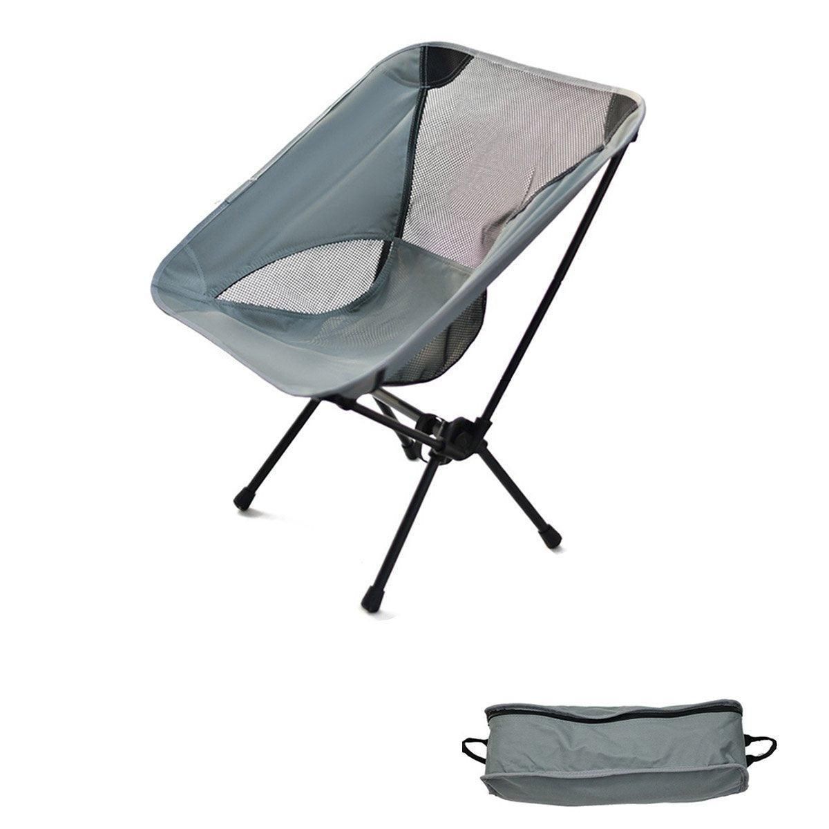 Outdoor Portable Lightweight Folding Camping Chair High Back Fishing Chair - Grey — image 1