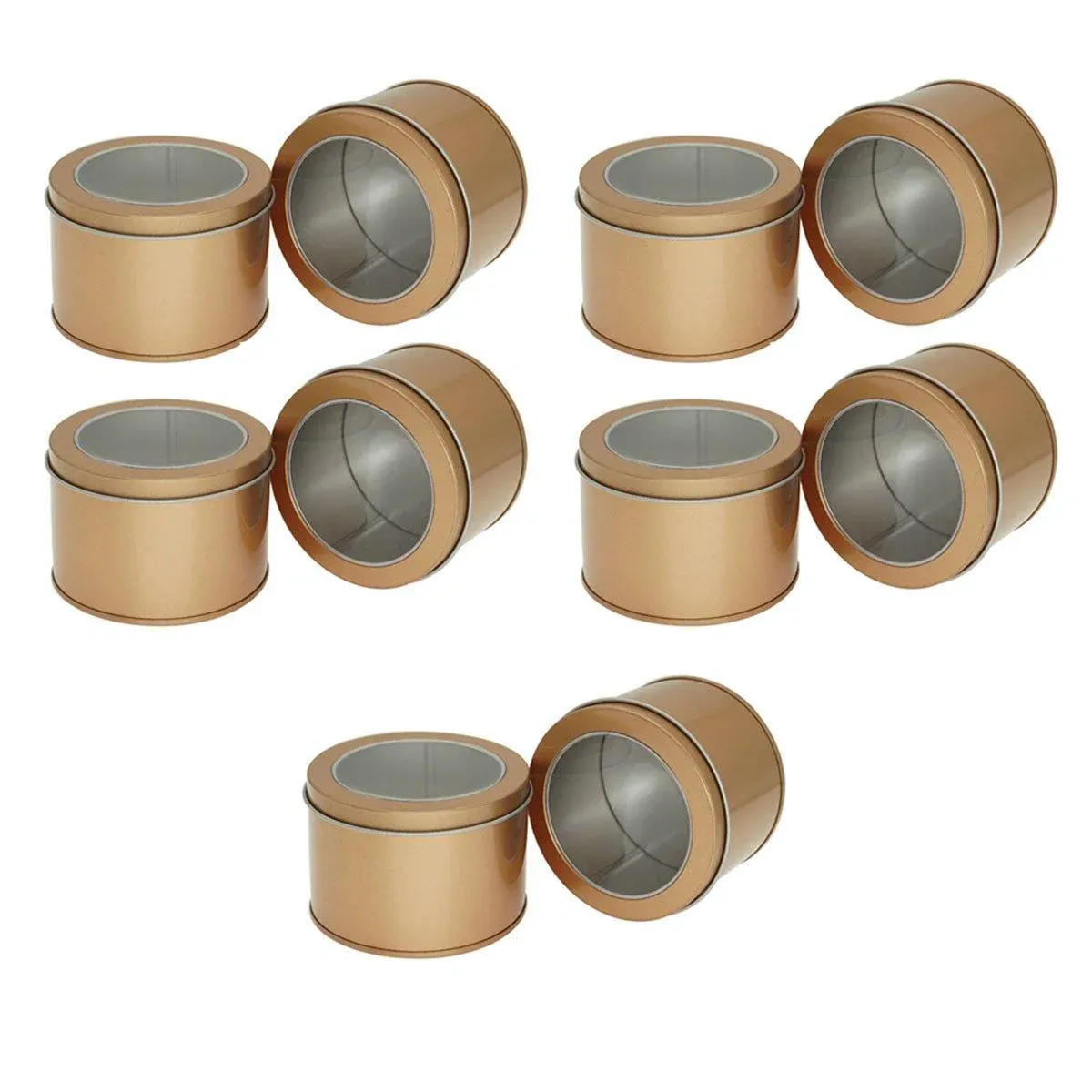 10pcs Open Window Cake Tin Box Bakery Biscuit Packaging Storage Tin Box Set - Gold — image 1