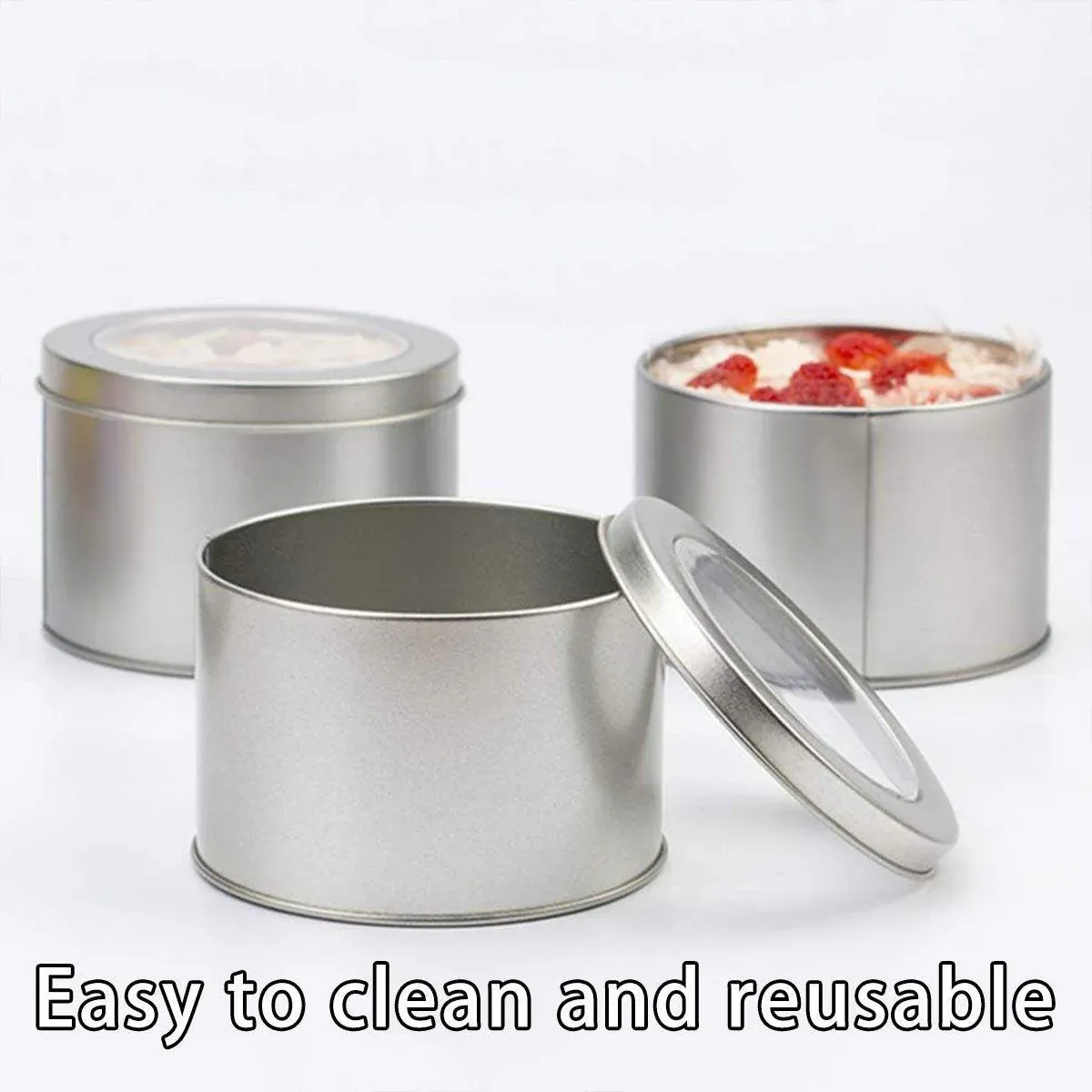10pcs Open Window Cake Tin Box Bakery Biscuit Packaging Storage Tin Box Set - Gold view 10
