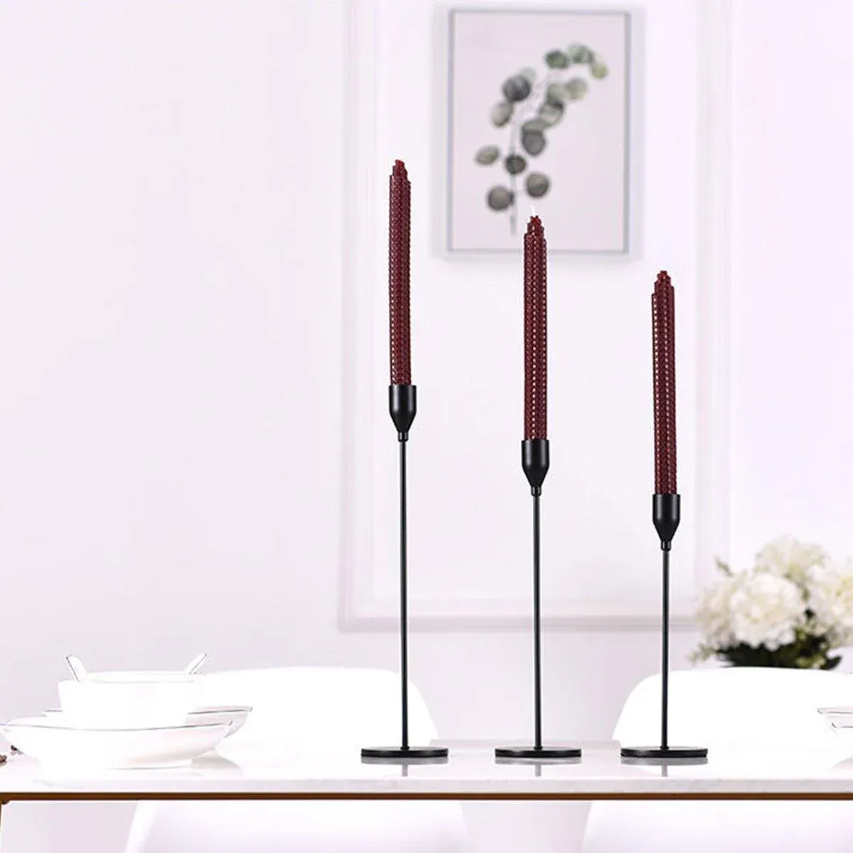 Set of 3 Decorative Candlestick Holder Candle Stand for Wedding view 12