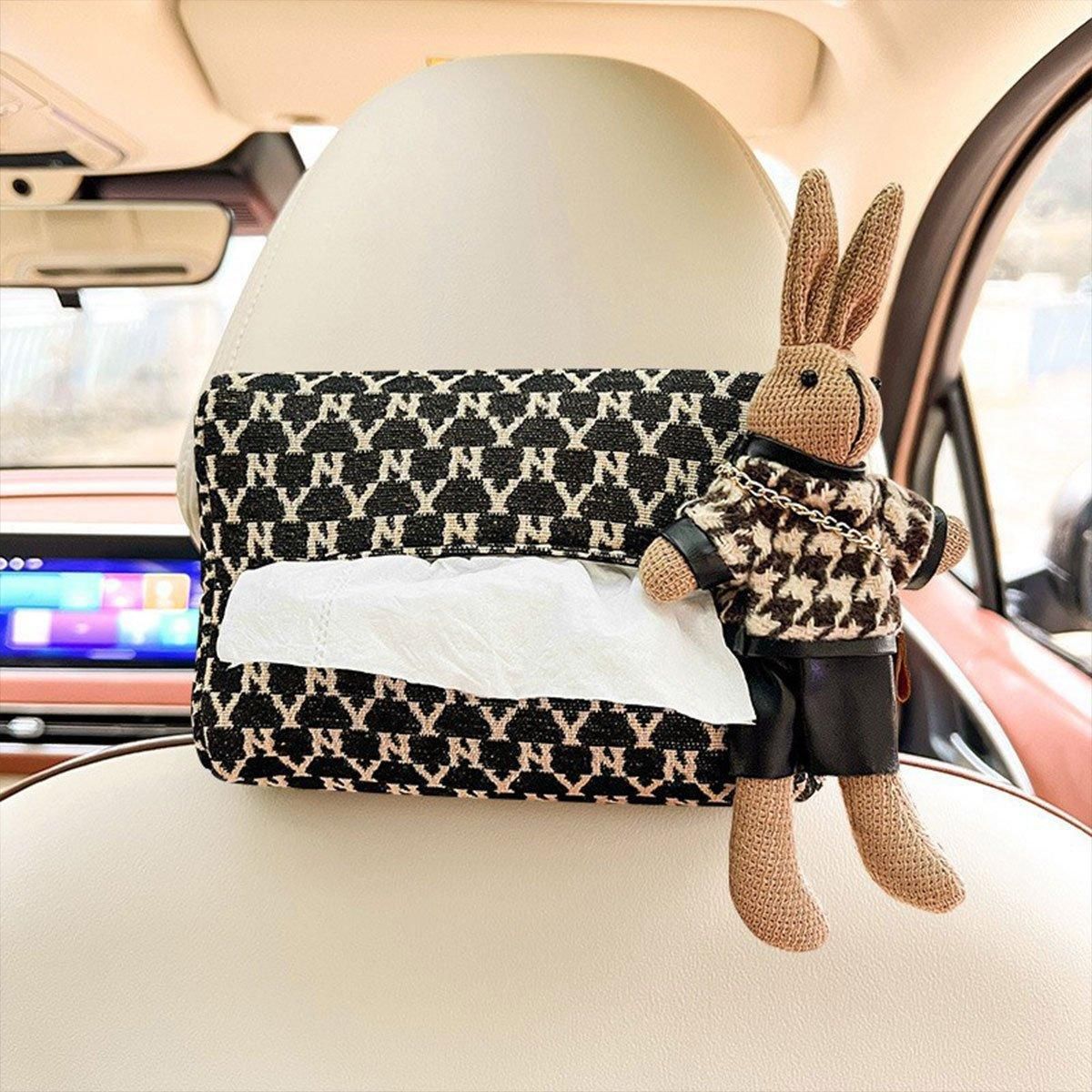 Car Tissue Box Cute Fabric Hanging Box for Car and Living Room Tissue Organizer view 9