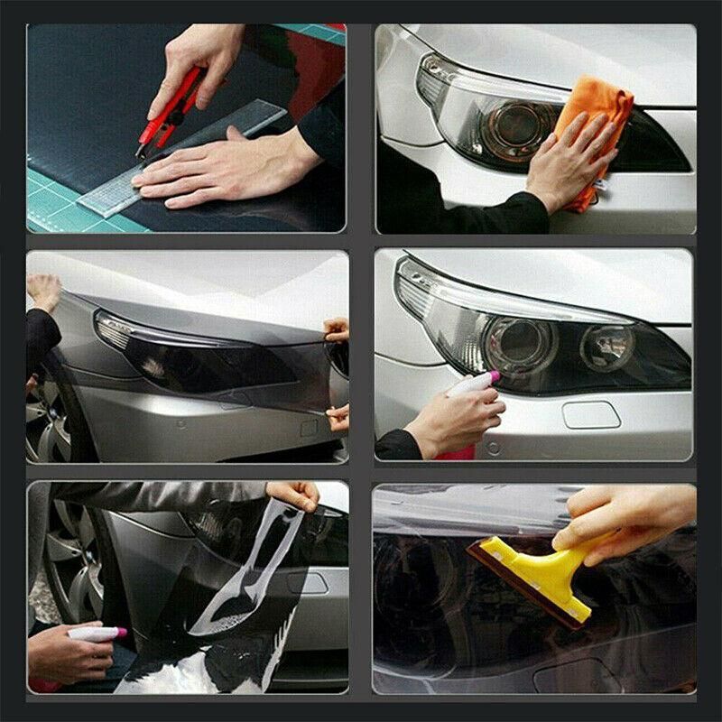 Light Smoke Black 2mx30cm Car Headlight Tint Wrap Tail Fog Light Vinyl Wrap Kit view 5