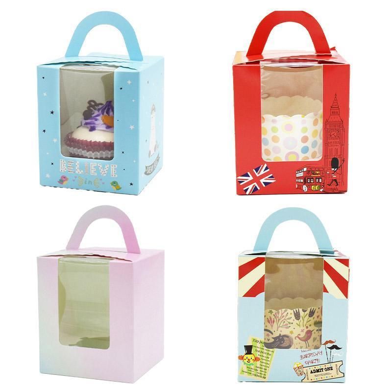 50x Assorted Color Muffin Cake Boxes with Clear Window & Handle High Quality view 3