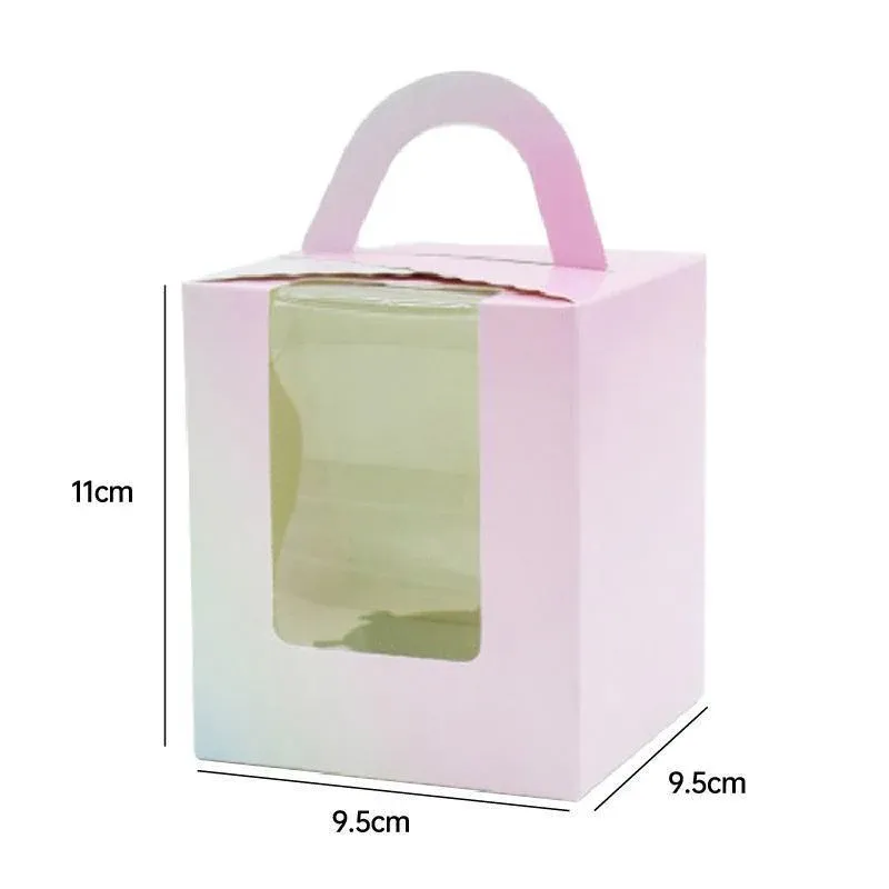 50x Assorted Color Muffin Cake Boxes with Clear Window & Handle High Quality view 6