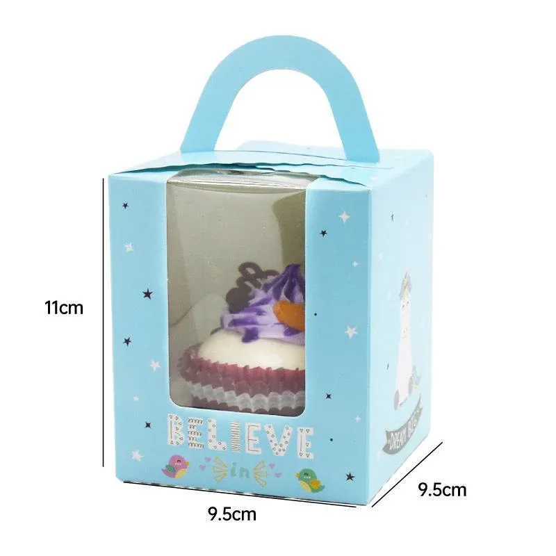 50x Assorted Color Muffin Cake Boxes with Clear Window & Handle High Quality view 7