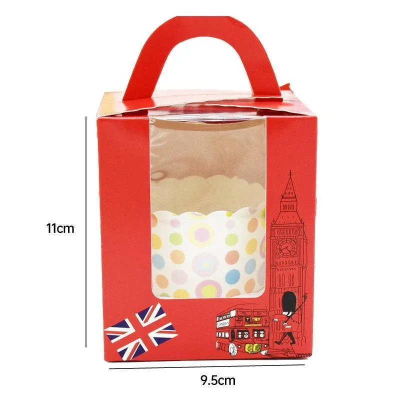 50x Assorted Color Muffin Cake Boxes with Clear Window & Handle High Quality view 8