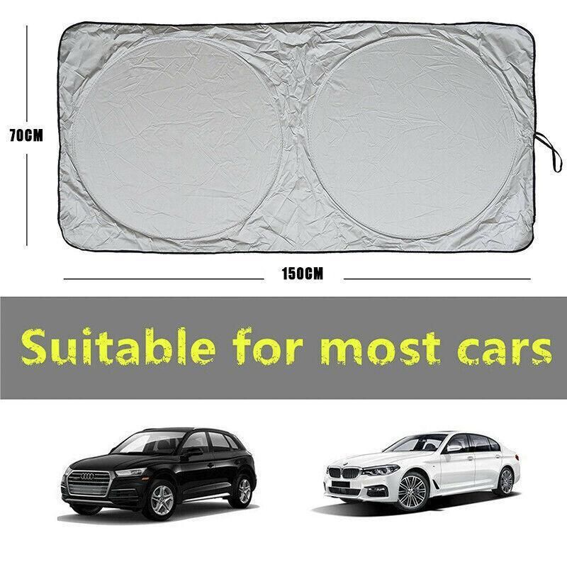 Car Windshield Sunshade Foldable 150×70cm UV Block Front Visor for SUV Van view 3