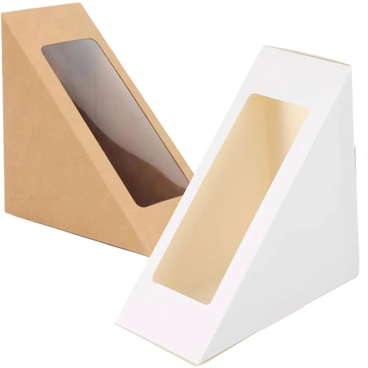 100PCS Sandwich Wedge Box Triangle Paper Container Cupcake Cake Box with view 3