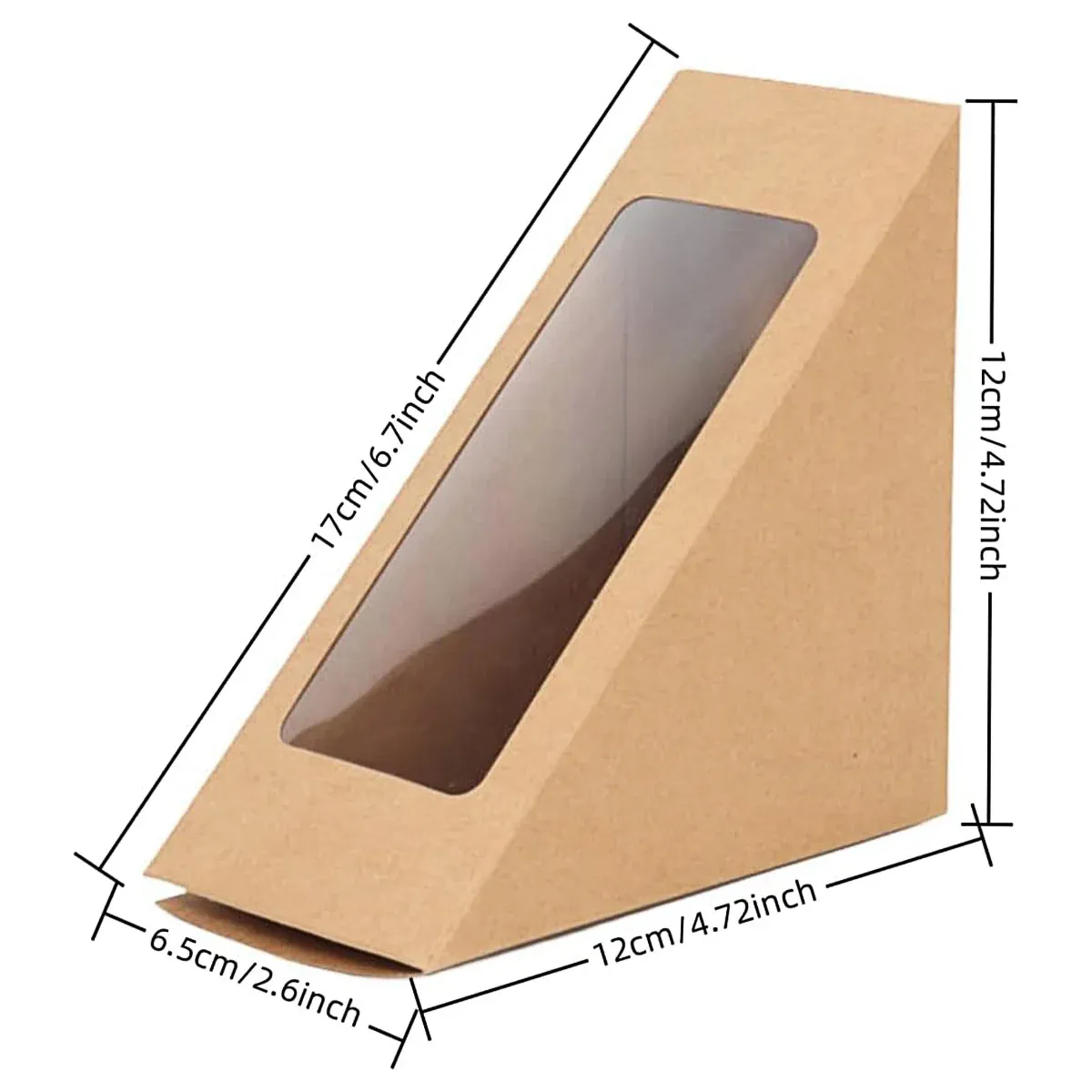100PCS Sandwich Wedge Box Triangle Paper Container Cupcake Cake Box with view 4