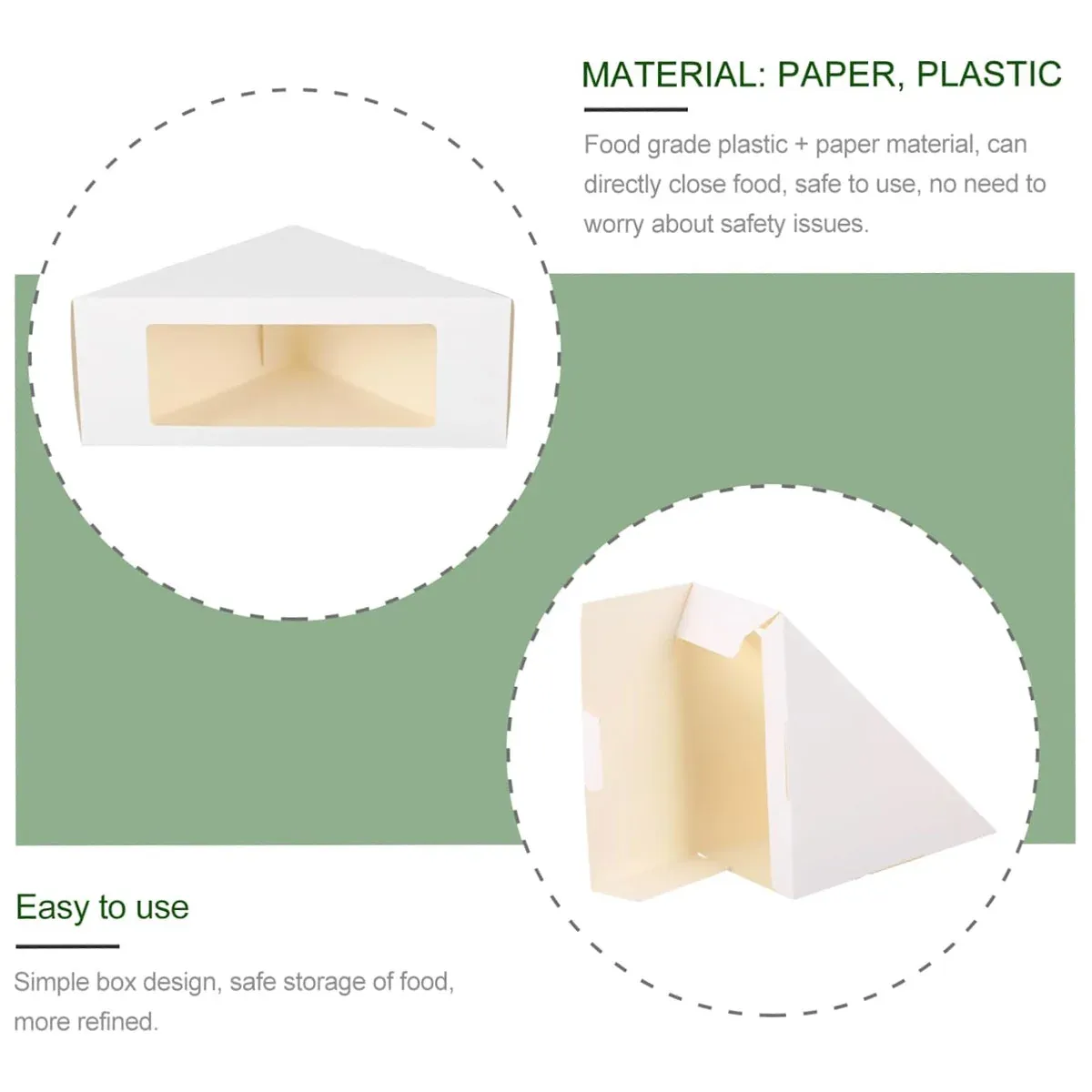 100PCS Sandwich Wedge Box Triangle Paper Container Cupcake Cake Box with view 6
