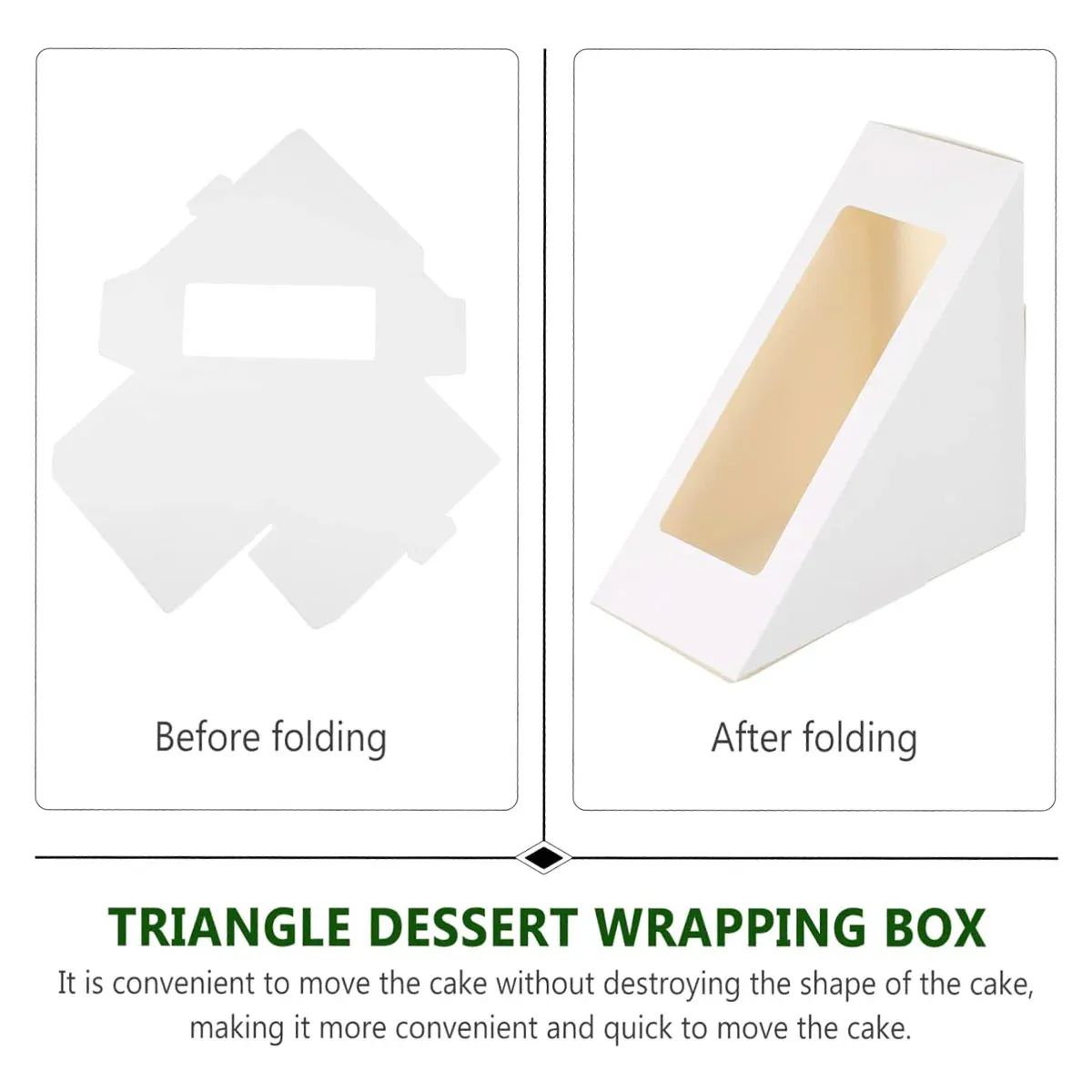 100PCS Sandwich Wedge Box Triangle Paper Container Cupcake Cake Box with view 8