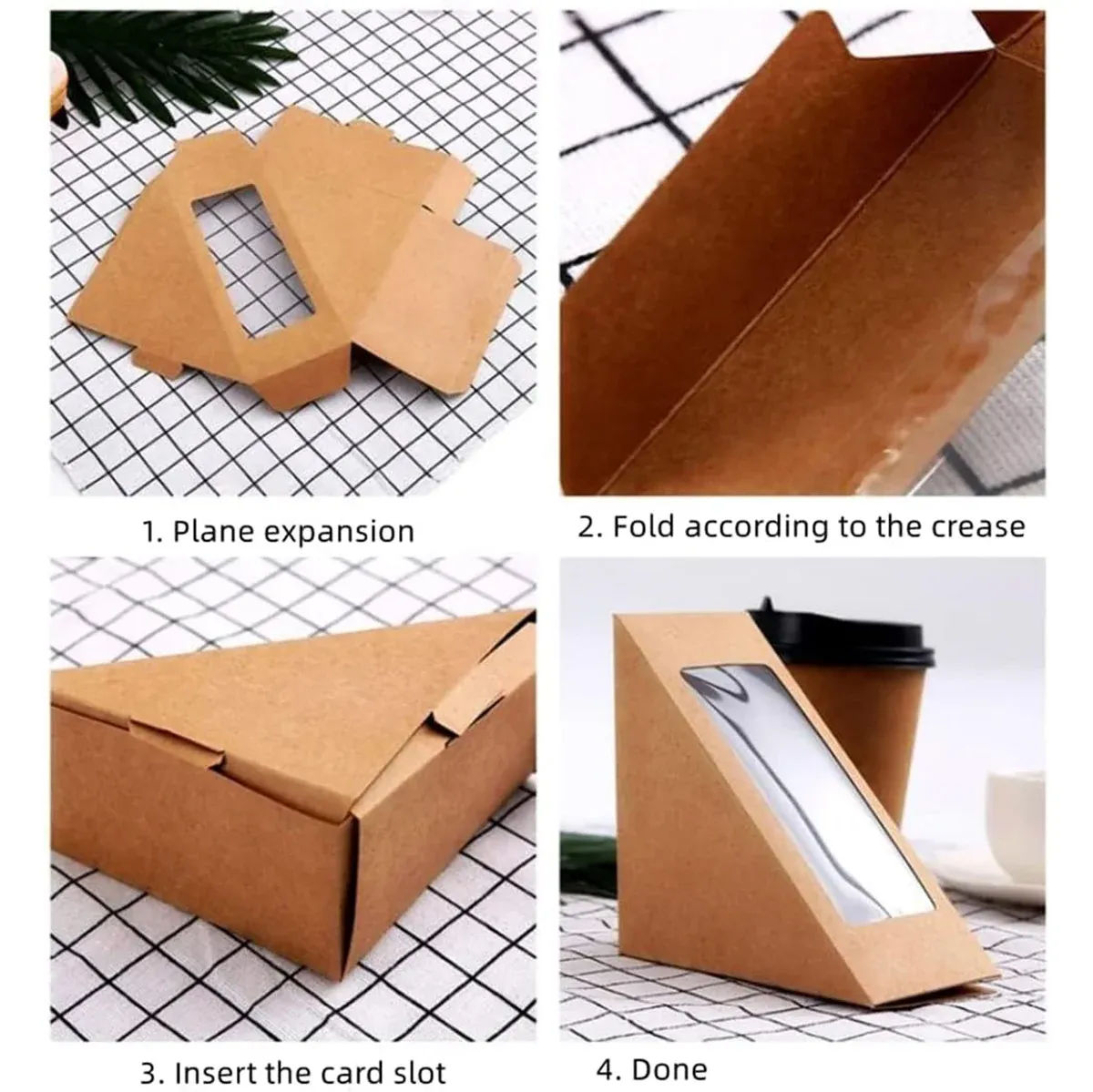 100PCS Sandwich Wedge Box Triangle Paper Container Cupcake Cake Box with view 9