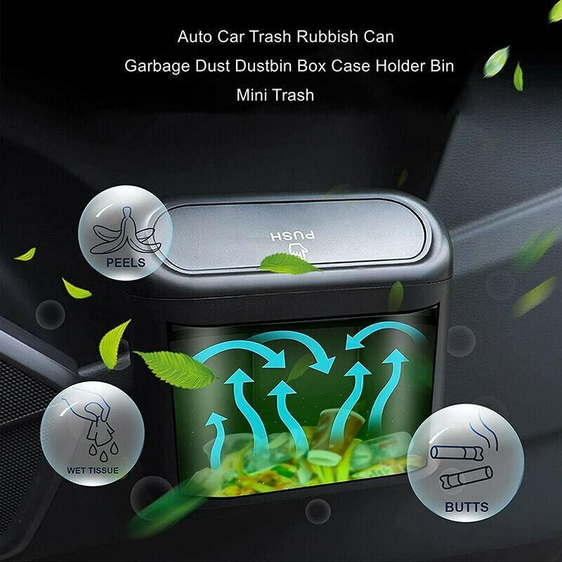 Mini Car Trash Bin with Lid Multifunction Rubbish Can for Vehicle Office view 8