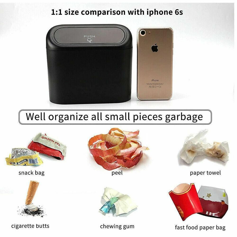 Mini Car Trash Bin with Lid Multifunction Rubbish Can for Vehicle Office view 11