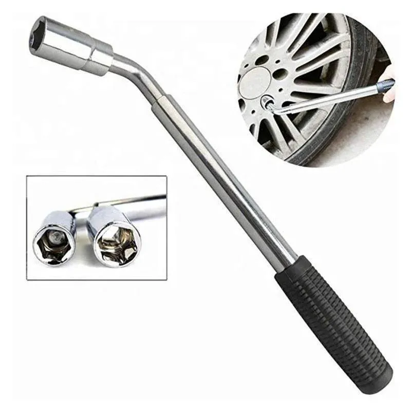 Extendable Car Wheel Brace Heavy Duty Nut Lug Wrench Sockets 17/19mm & 21/23mm view 7