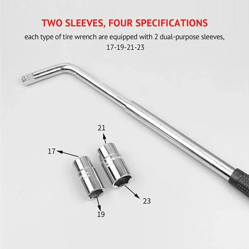 Extendable Car Wheel Brace Heavy Duty Nut Lug Wrench Sockets 17/19mm & 21/23mm view 11