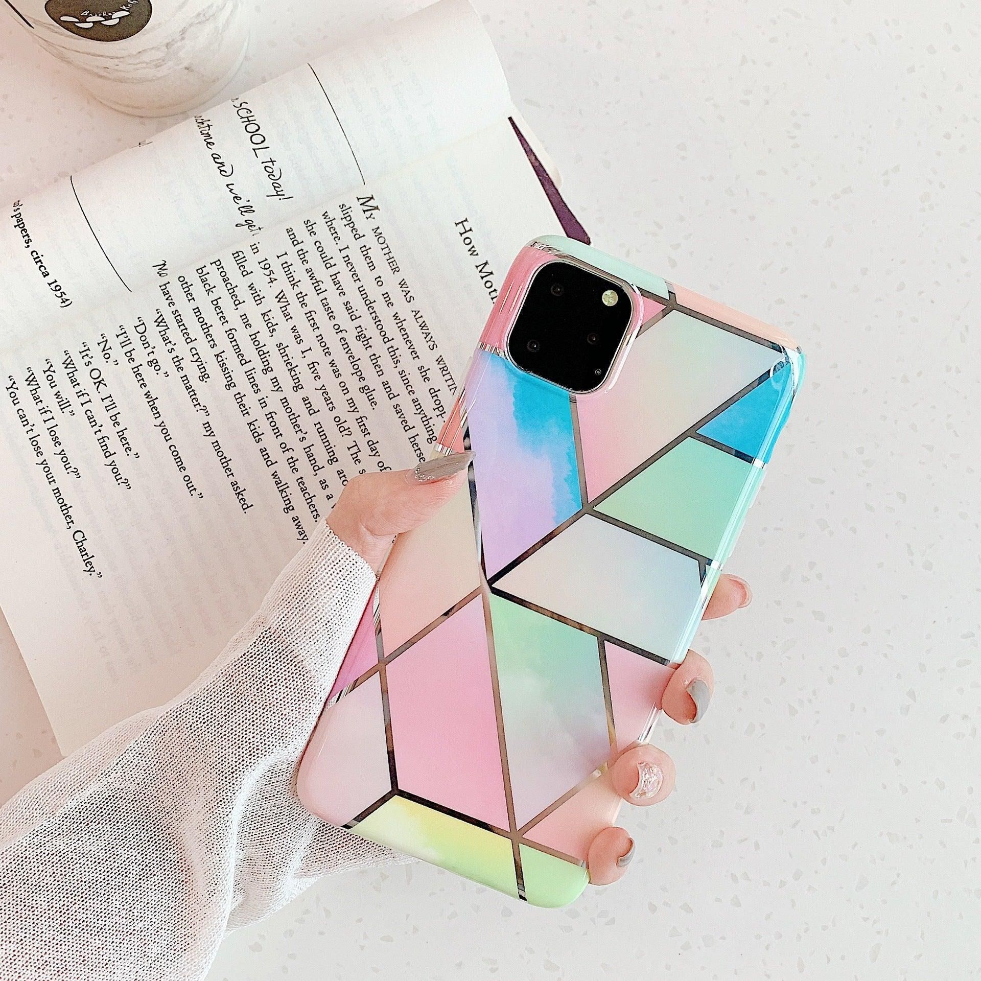 Rainbow Case for iPhone 14 13 12 11 Pro Max XR XS Marble Phone Shockproof view 5
