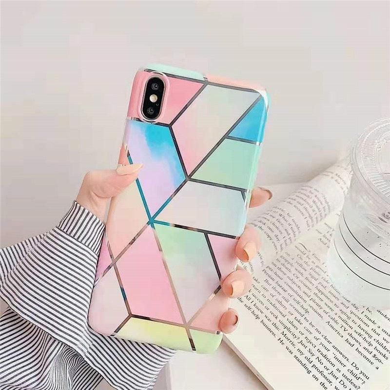 Rainbow Case for iPhone 14 13 12 11 Pro Max XR XS Marble Phone Shockproof view 10