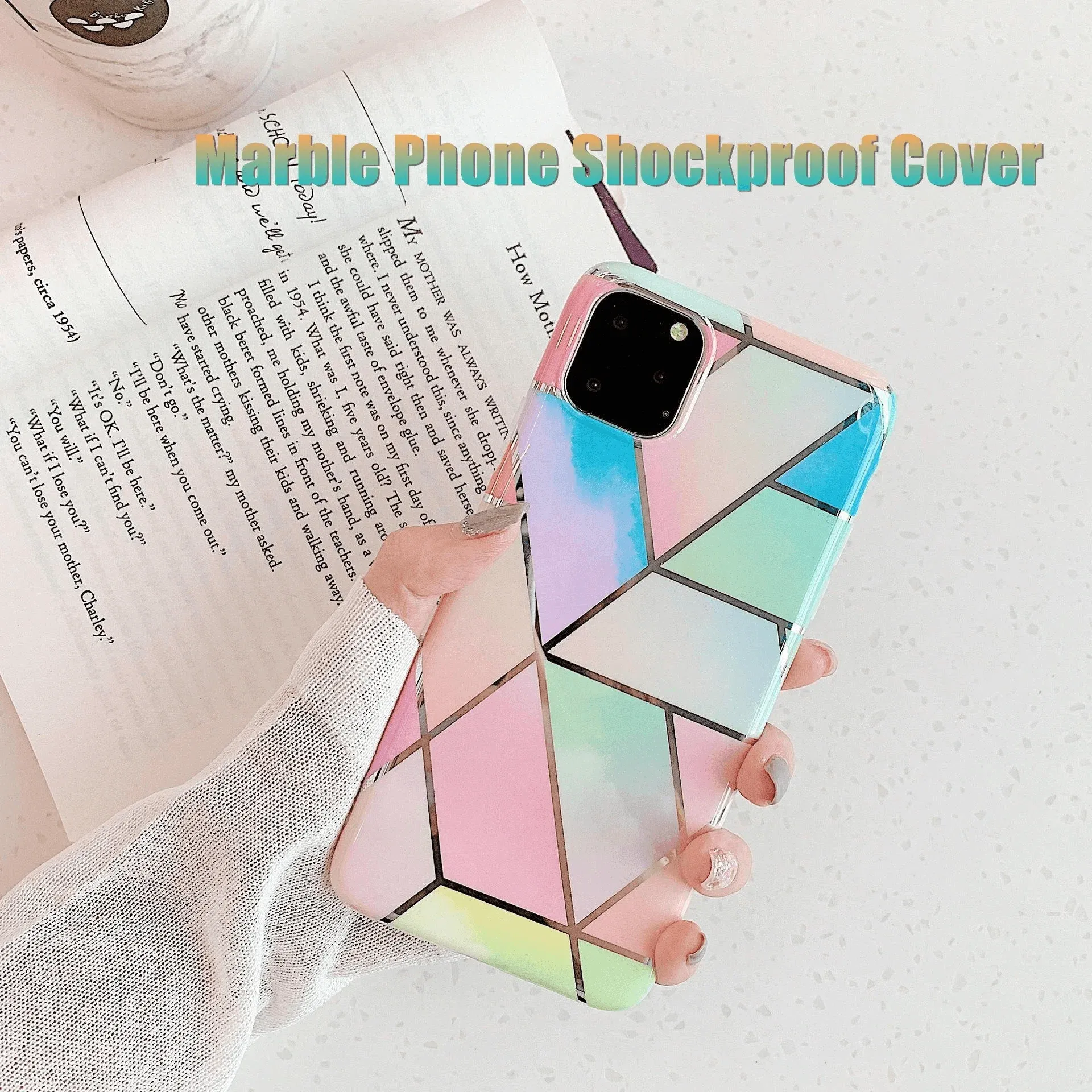Rainbow Case for iPhone 14 13 12 11 Pro Max XR XS Marble Phone Shockproof view 2