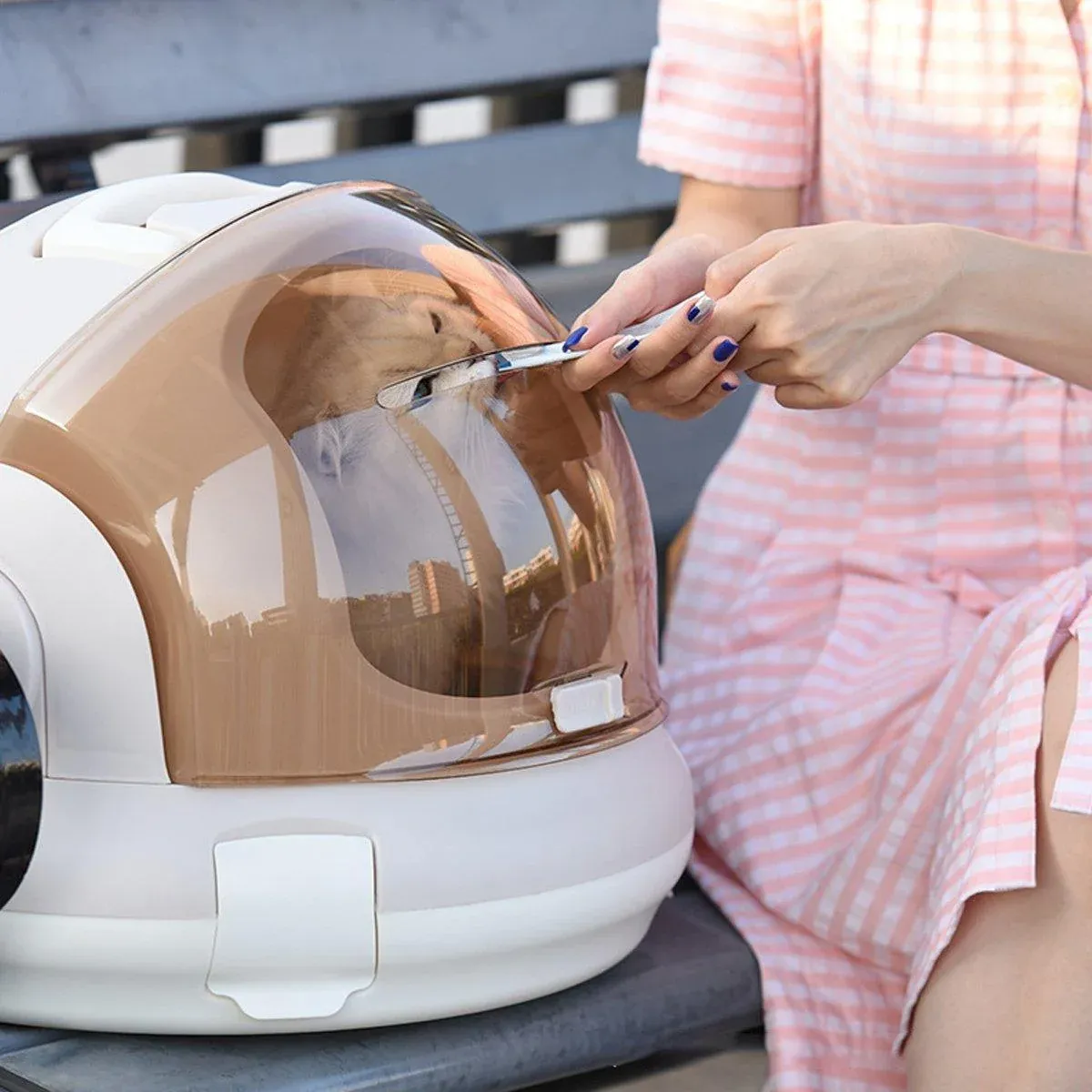 Portable Cat Carrier Space Capsule Large Capacity Aviation Travel Kitty Basket view 5