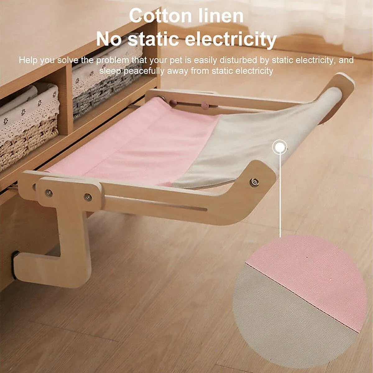 Window Hanging Cat Hammock Solid Wood Sun Bed Nest for All Seasons Durable view 5
