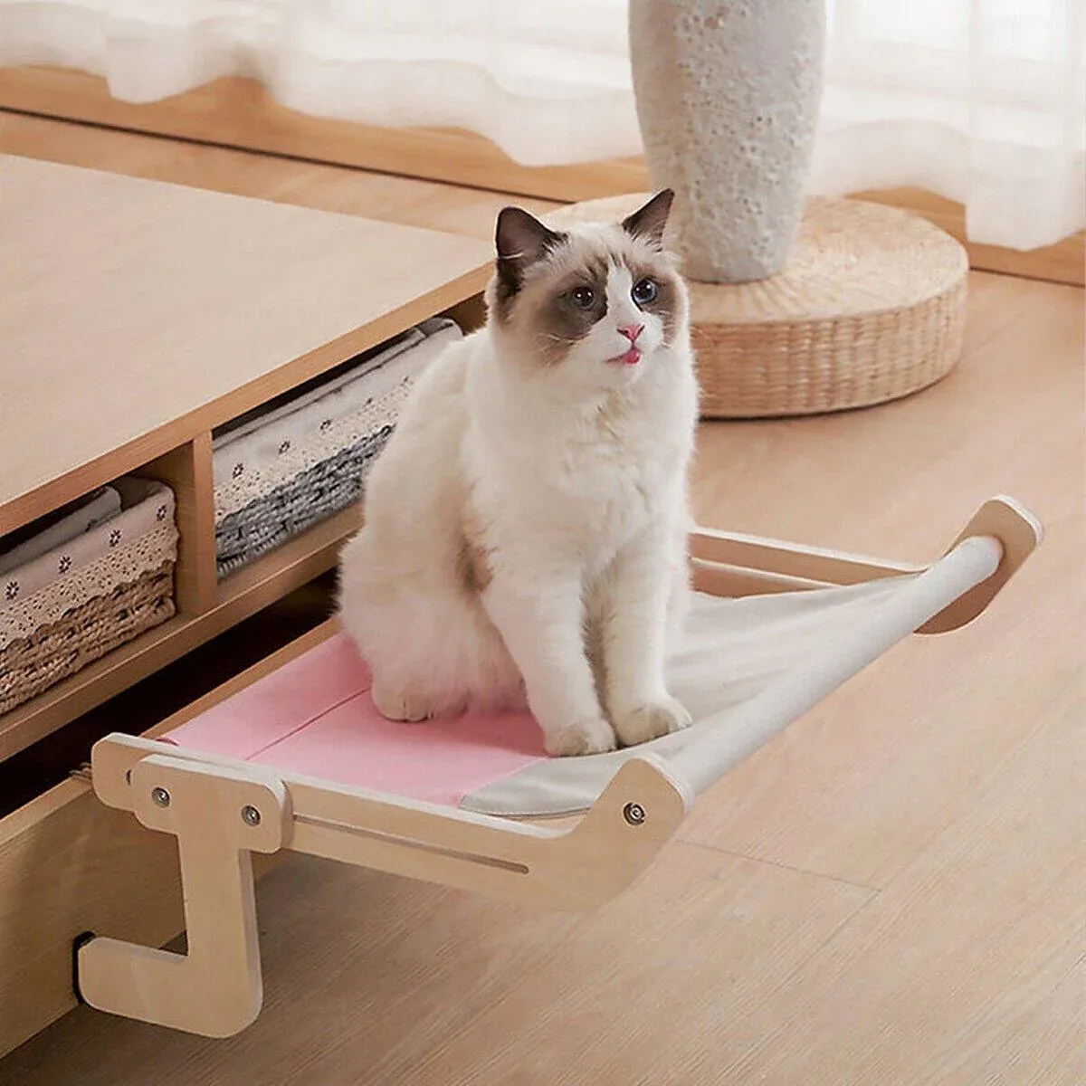 Window Hanging Cat Hammock Solid Wood Sun Bed Nest for All Seasons Durable view 11